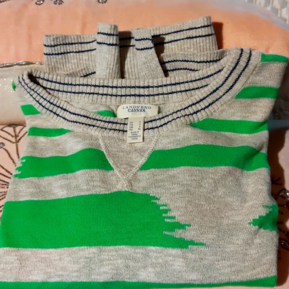 Lands End Canvass cropped IKAT sweater